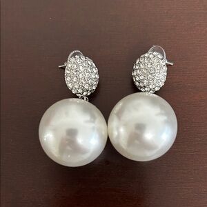 Revolve  Silver and White Pearl Earrings, brand new never worn !